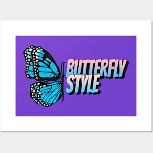 Butterfly Style Pink Blue Posters and Art